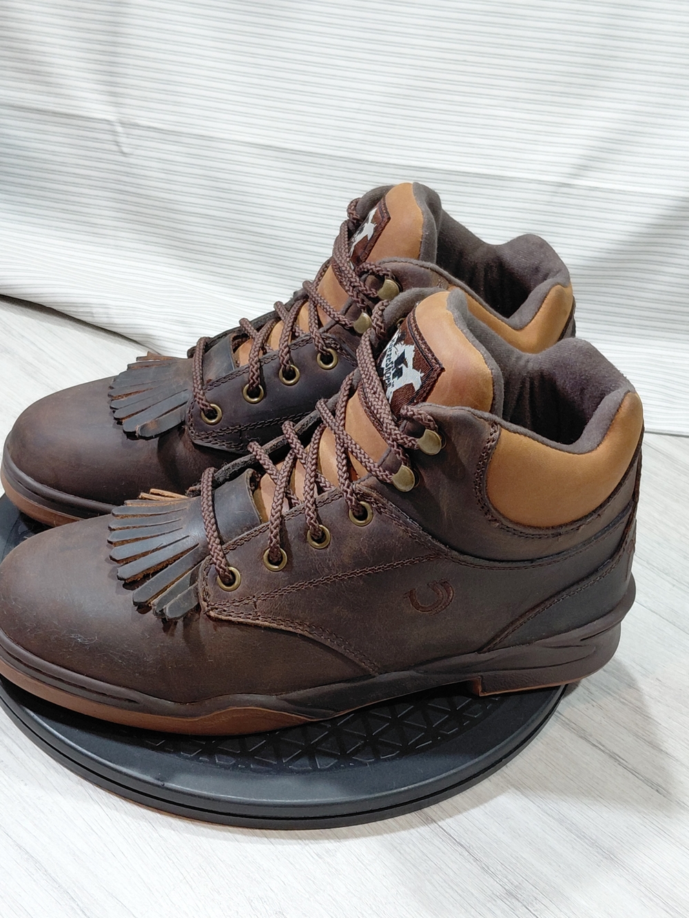 Roper Mens Horseshoe Kiltie Mid Brown Leather Lace-Up Work Hiking Boots MENS 10